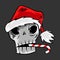 Cartoon skull in Santa hat