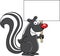 Cartoon skunk holding a sign.