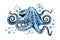 Cartoon skye blue octopus clip-art isolated on white background illustration