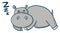 Cartoon of a sleeping grey hippo  vector illustration