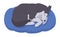 Cartoon sleeping husky. Cute resting husky dog, sleeping on dog bed husky pet, happy domestic pedigree puppy flat vector