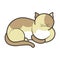 Cartoon sleeping kitten vector illustration isolated. Fluffy cat