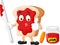 Cartoon slice of bread with jam giving thumbs up