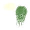 cartoon slimy skull with speech bubble