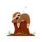 Cartoon sloth character sleep on a tree stump