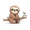 Cartoon sloth on white background