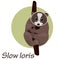 Cartoon slow loris on a tree vector illustration