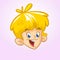 Cartoon small blond boy. Vector illustration of young teenager outlined. Boy head icon.