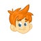 Cartoon small red hair blond boy. Vector illustration of young teenager outlined. Boy head icon