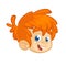 Cartoon small red hair blond boy. Vector illustration of young teenager outlined. Boy head icon.