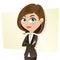 Cartoon smart girl in business uniform with folded arms