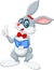 Cartoon smart rabbit thinking isolated on white background