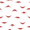 Cartoon Smile Lips Seamless Pattern. Red Female Mouth. Facial Expression. Human Sense for Taste. Dentalcare Illustration