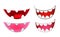 Cartoon smile, mouth, lips with teeth set. vector mesh illustration on white background