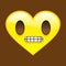 Cartoon smile in the shape of a heart, chat, icon. Gritting teeth, angry. Vector