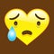 Cartoon smile in the shape of a heart, chat, icon. Sad emotions and tears. Vector