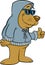 Cartoon smiling bear wearing sunglasses while wearing a hoodie and giving thumbs up.