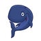 Cartoon smiling blue sperm whale character