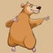 Cartoon smiling brown bear with pink paws