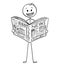 Cartoon of Smiling Businessman Reading Good News in Newspaper