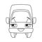 A Cartoon Smiling Car. Cartoon Little Truck. Contour Vector Illustration For Children`s Coloring Book. Funny Character For