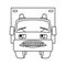 A Cartoon Smiling Car With Flashing Lights. Cartoon Truck. Contour Vector Illustration For Children`s Coloring Book. Funny