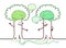 Cartoon smiling and Communicating Tree-Men with big Green brains