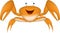 The cartoon of a smiling crab welcomes a happy day with his friends