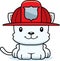 Cartoon Smiling Firefighter Kitten