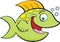 Cartoon smiling fish blowing bubbles.