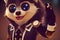 Cartoon smiling fluffy racoon dapper bandit style, generative AI.