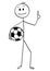Cartoon of Smiling Football or Soccer Player Holding a Ball