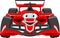 Cartoon smiling formula racing car mascot