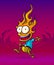 Cartoon smiling funny running fire character