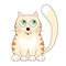 Cartoon smiling gentle beige kitty with ginger