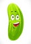 Cartoon smiling green cucumber isolated on white background