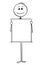 Cartoon of Smiling Man or Businessman Holding Empty or Blank Sign or Paper