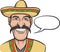 Cartoon smiling mexican with speech bubble