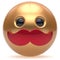 Cartoon smiling mustache face cute emoticon ball happy joy