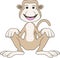 A cartoon of a smiling proboscis monkey sitting relaxed on a sunny day