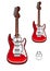 Cartoon smiling red electric guitar character