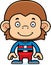 Cartoon Smiling Superhero Monkey