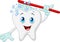 Cartoon Smiling tooth with toothbrush