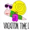 Cartoon snail with big pink suitcase