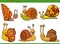 Cartoon snails animal characters set