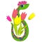 Cartoon snake in flowers