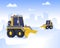 Cartoon Snow Removal from Road Scene Concept. Vector