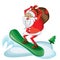 Cartoon snowboarding Santa