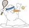Cartoon snowman playing tennis vector illustration