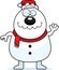 Cartoon Snowman Santa Waving